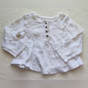 Genuine Kids Oshkosh Long Sleeve White 1/2 Button Blouse Size 18 Months